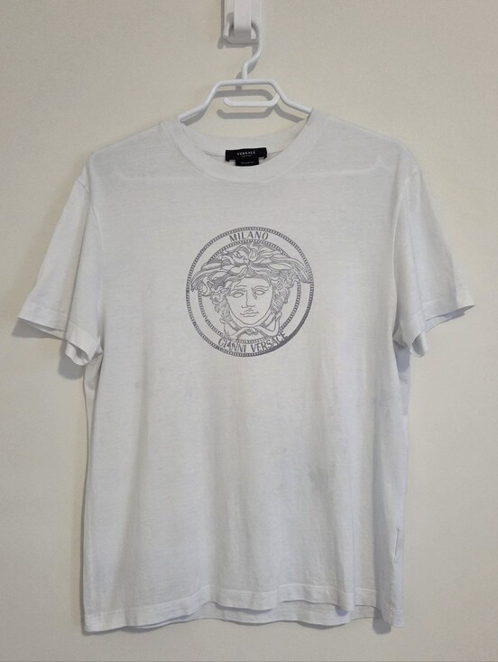Versace Tops - Versace White Tayor Fit  Printed Cotton Jersey Medusa Head T-Shirt